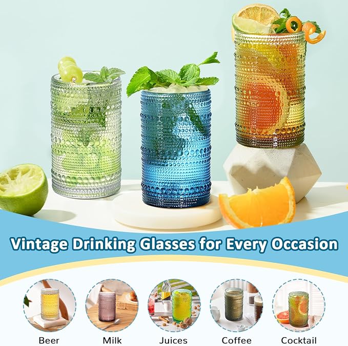 Colored Hobnail Drinking Glasses - Image 5