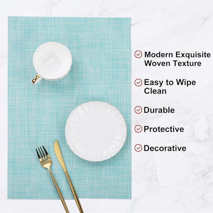 SHACOS Placemats Set of 6 Woven Vinyl Place Mats Wipeable Heat Resistant - Image 5