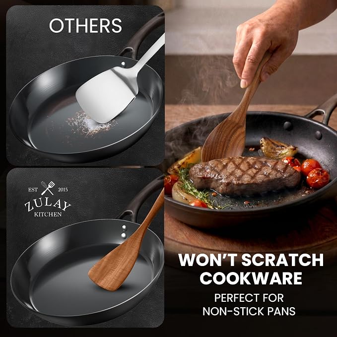Zulay Kitchen 9-Piece Teak Wooden Utensils - Image 7
