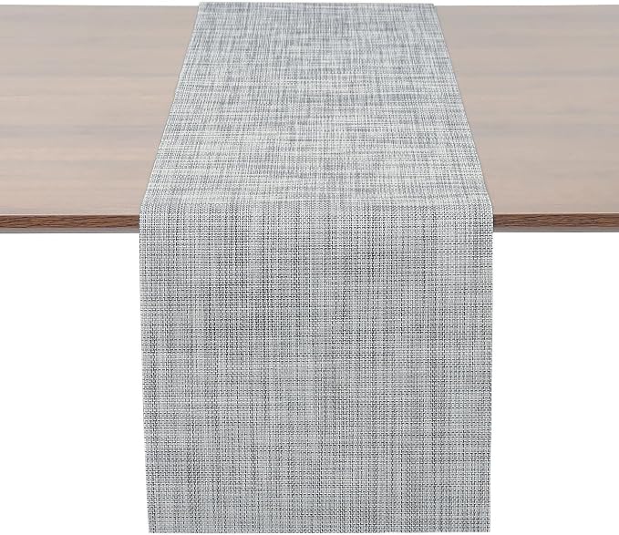 Myir JUN Light Gray Table Runner Home Decor Dining Table Runners | Vinyl Table by MyirJUN