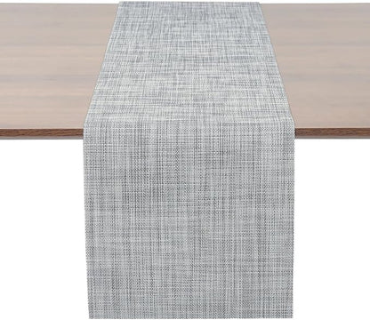 Myir JUN Light Gray Table Runner Home Decor Dining Table Runners | Vinyl Table by MyirJUN