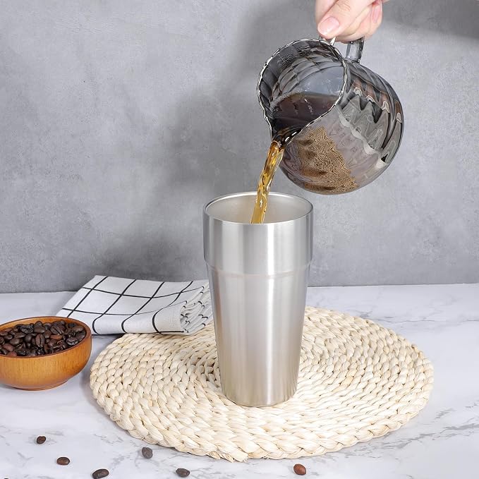 Beasea Stainless Steel Cups 19 oz, 8 Pack Large 18.6oz 550ml Stackable - Image 6