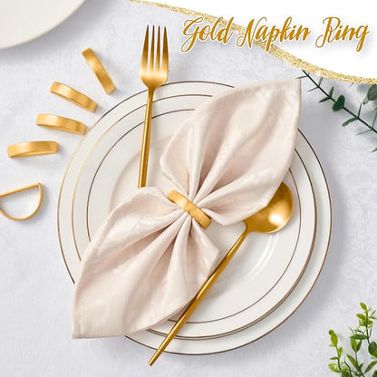 APTWOW Gold Napkin Rings Set of 6, Semicircle Metal Gold Napkin Holder Buckles - Image 2