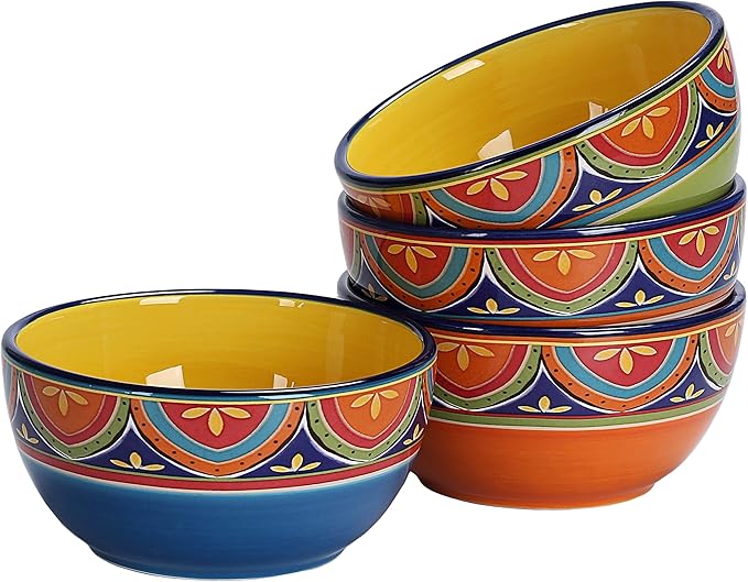 Bico Tunisian Cereal Bowls Set of 4, 26 oz Deep Ceramic Soup Bowls - Image 6