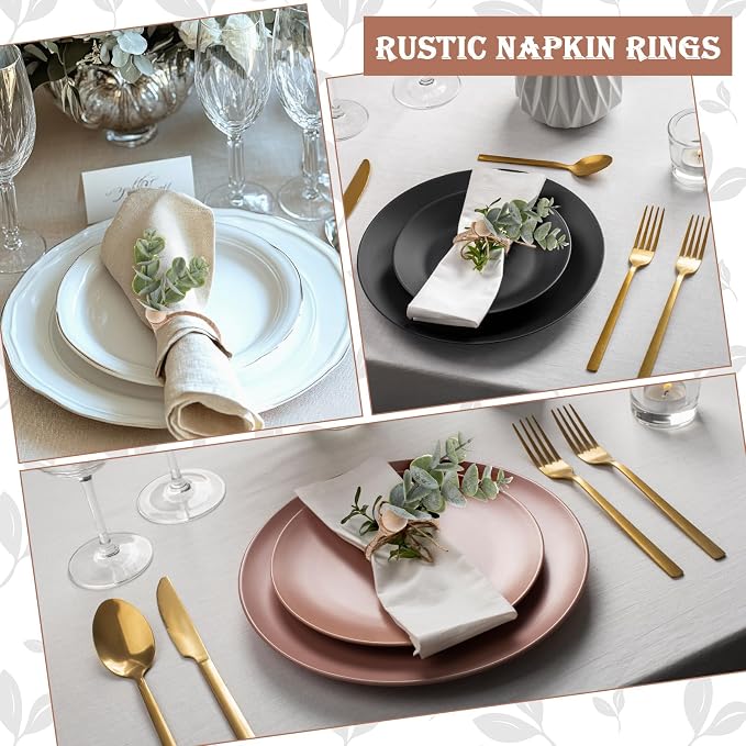 6 Pcs Rustic Farmhouse Napkin Rings - Image 2