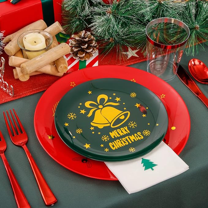 175pcs Christmas Plates Plastic Disposable - Image 5