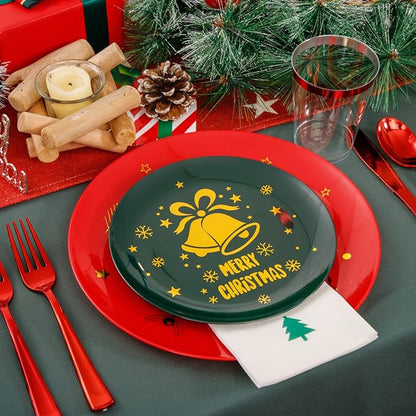 175pcs Christmas Plates Plastic Disposable - Image 5