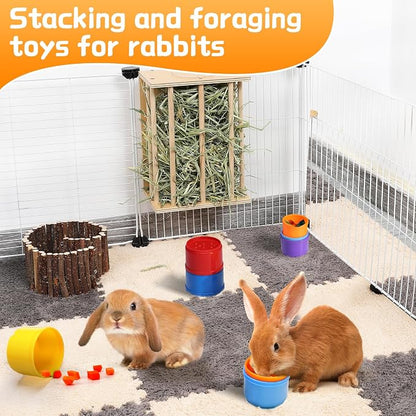 8 Pcs Stacking Cups for Bunny, Rainbow Colored Reusable Rabbits Bunny Toys | - Image 2