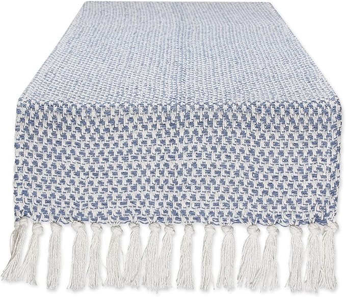 DII Woven Basics Collection 100% Cotton Knit Table Runner, Stonewash Blue by DII