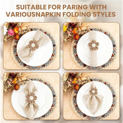 Napkin Rings Set of 6 Handmade Rustic Napkin Rings Reusable Boho Napkin Ring - Image 5