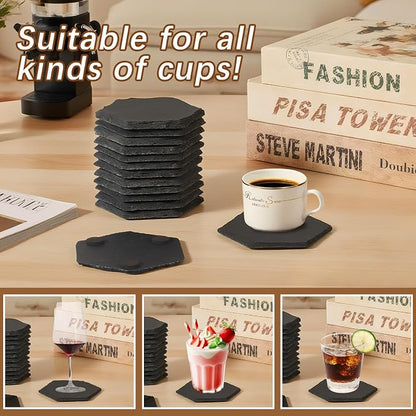 12PCS Slate Coasters Black Bulk Blank Laser Engraved Hand Painted Beverage - Image 5