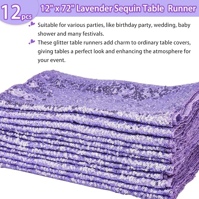 12 Packs Sequin Table Runner Glitter Dining Table Runner - Image 2