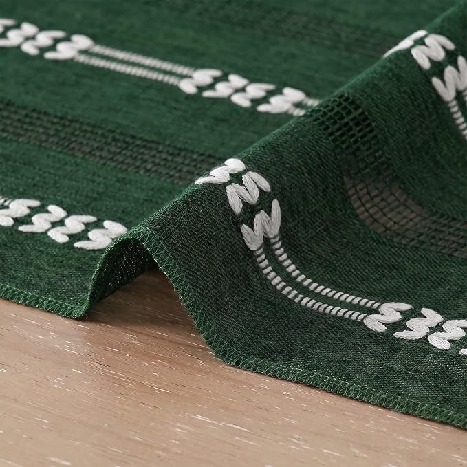 Artoid Mode Green Farmhouse Embroidered Hollow Christmas Table Runner, Seasonal - Image 5