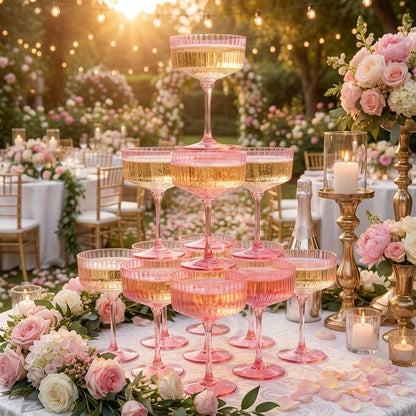 LIYH 20pcs Pink Martini Glasses 10 Oz Martini Glasses Plastic Disposable Pink - Image 5