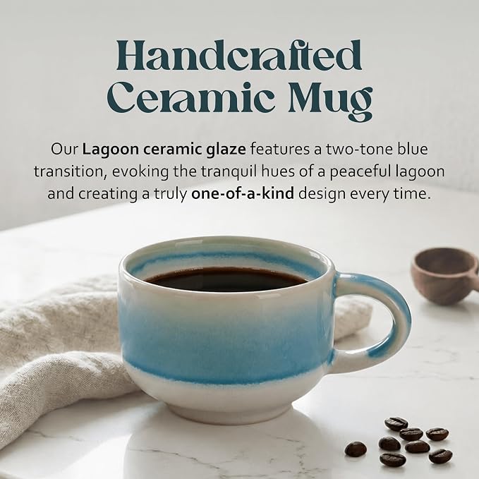 NOVA CERAMICS Handmade Unique Coffee Mug - 16 oz Ceramic Mug - Lagoon | - Image 2