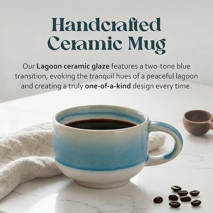NOVA CERAMICS Handmade Unique Coffee Mug - 16 oz Ceramic Mug - Lagoon | - Image 2