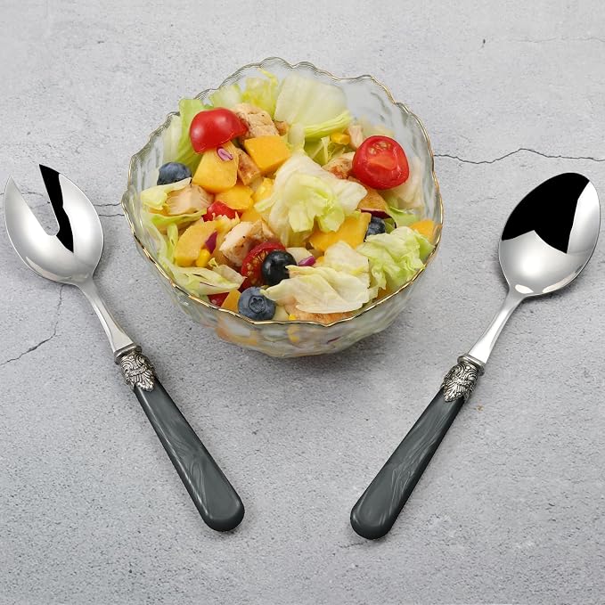 2-piece Salad Servers Stainless Steel Salad Serving Set Salad Fork and Spoon - Image 4