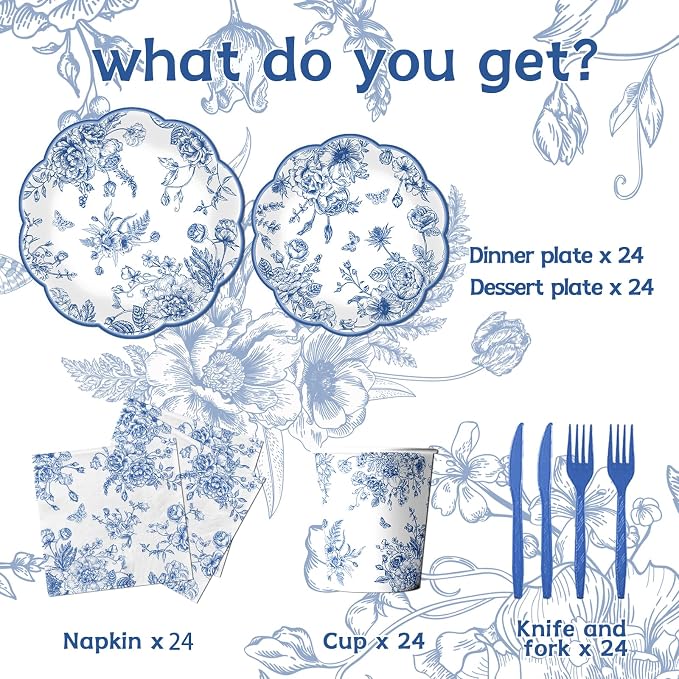 Blue Floral Plates, Vintage Floral Plate - Image 2