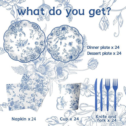 Blue Floral Plates, Vintage Floral Plate - Image 2