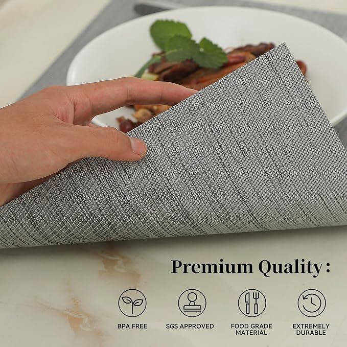 Leetaltree Grey Placemats, Heat Resistant Non-Slip Place mats - Image 2