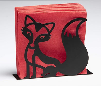Mango Steam Tabletop Napkin/Tissue & Letter Holder for Home, Kitchen, Restaurants (Fox, Black)
