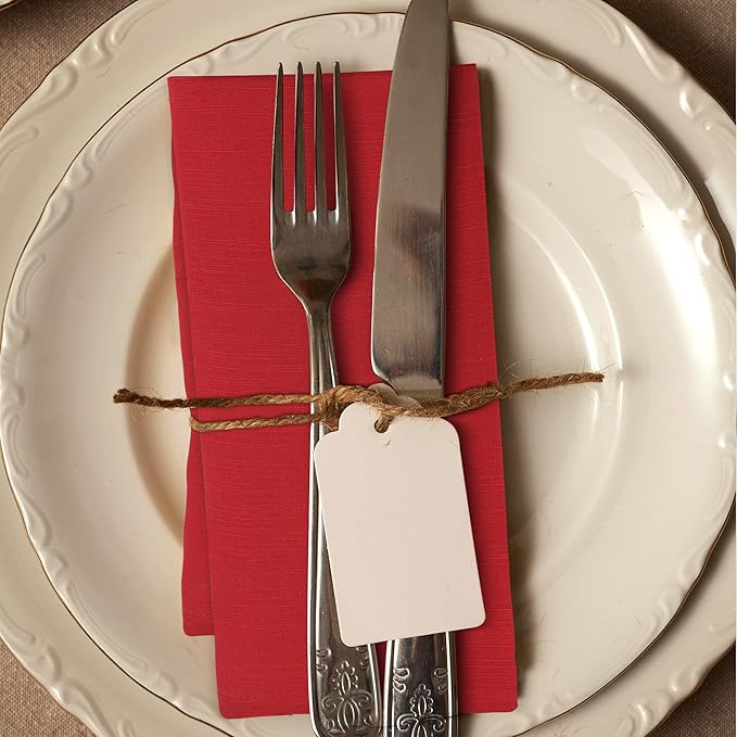 Urban Villa Cloth Napkins Set of 12 20x20 Inches 100% Cotton Napkins Cloth Washable Durable Reusable Absorbent Table Dinner Napkins Cloth for Christmas Parties Hotel Lunch Restaurant Weddings - Red