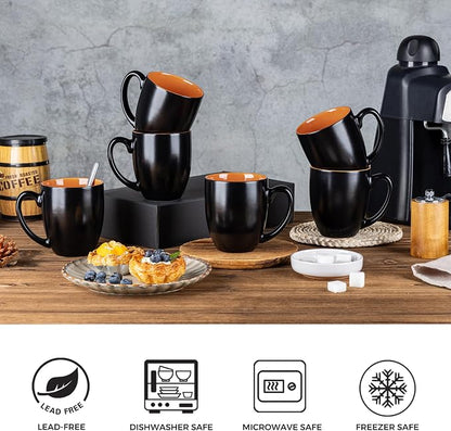 GBhome 16 oz Coffee Mugs Set of 6, Ceramic Coffee Cups- Orange - Image 5