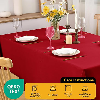10-Pack Red Tablecloths for Rectangle Tables, 54 x 108 Inches, Stain-Resistant Polyester Fabric for 6 Foot Tables - Washable Table Covers for Weddings, Banquets, Birthday Parties, Events