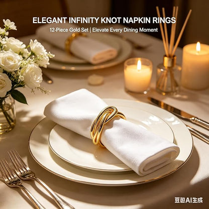 12Pcs Gold Infinity Knot Napkin Rings, Metal Decorative Napkin Holders - Image 8