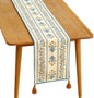 Designer French Linen Extra Long Table Runner, Pale Yellow Floral Pattern by Isaennehomedecoration