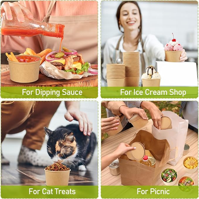 Fulmoon 100 Pack Paper Soup Containers - Image 5