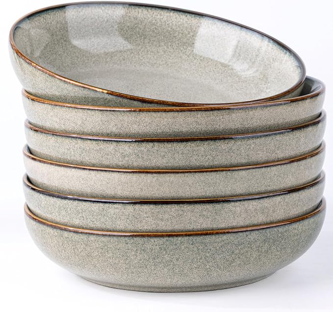 AmorArc 8.5’’ Ceramic Pasta Bowls Set of 6, 36oz Large Stoneware Bowls Set | by AmorArc