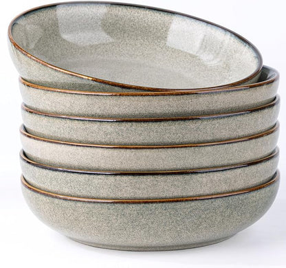 AmorArc 8.5’’ Ceramic Pasta Bowls Set of 6, 36oz Large Stoneware Bowls Set | by AmorArc