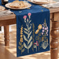 Artoid Mode Dark Blue Soft Chain Embroidery Wild Floral Spring Table Runner by ArtoidMode