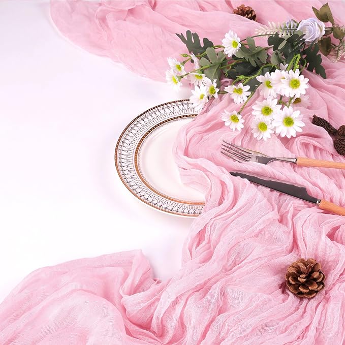 6 Pack Pink Cheesecloth Table Runner 35 x 120 Inch | Boho Gauze Cheese Cloth - Image 7