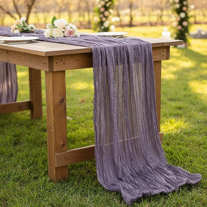 12 Pack Dusty Purple Cheesecloth Table Runner 120 Inch Boho Wedding Decor | - Image 8