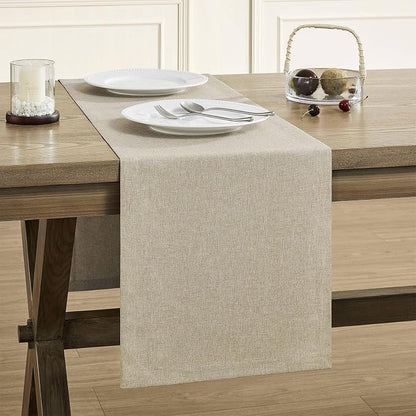 Basic Linen Style Table Runner, 14x48 Inch Natural | Mitered Corner Design by ZEEMARTONLINE