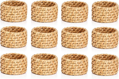 Rattan Napkin Rings Set of 12, Handwoven Natural Cane Napkin Ring Holders by ALPHALivingHOME