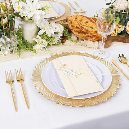 LIYH 24 Pcs Gold Charger Plates 13" - Chargers for Dinner Plates, Irregular Design, Heavy-Duty Plate Gold Charger Bulk, Suitable for Wedding & Party- Stackable