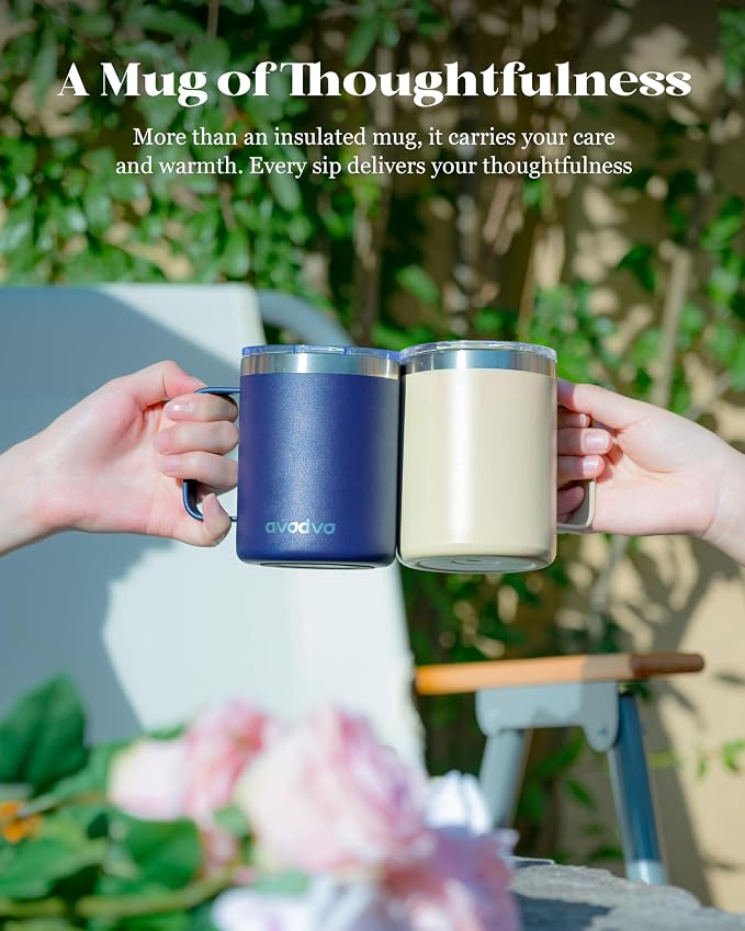 12oz Insulated Coffee Mug with Lid – Includes Two Lids, Stainless Steel Coffee - Image 8