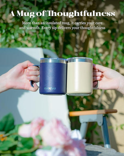12oz Insulated Coffee Mug with Lid – Includes Two Lids, Stainless Steel Coffee - Image 8