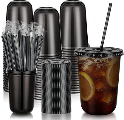 KesaPlan 50 Pack 16 oz Black Plastic Party Cups by KesaPlan