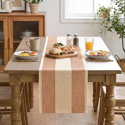 Artoid Mode Caramel Farmhouse Rustic Fall Table Runner, Seasonal Macrame Fabric - Image 2