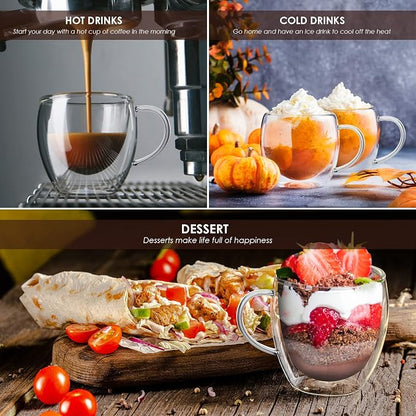Sorfity Cappuccino Glass Mugs, Cappuccino, Tea Bag - Image 6