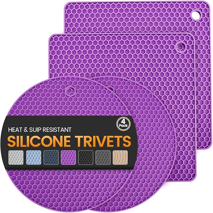 Silicone Trivet Mats 4 Heat Resistant Pot Holders Multipurpose Non-Slip Hot Pads by Unknown