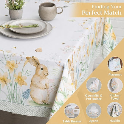 Maison d' Hermine Table Cloth Rectangle Table 100% Cotton 54 x 72 Inches Tablecloth Reusable Decorative for Dining Room Farmhouse Home Valentines Day Decorations Spring Summer - Easter Dew