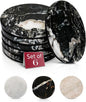Gusto Nostro Black Marble Coasters Set of 6 with Non-Slip Backing - Luxury Natural Stone Coasters for Drinks - Genuine Marble Kitchen Accessories, Round Stone Coaster for Kitchen Counter, Coffee Table