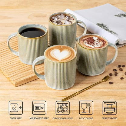 theterra Ceramic Coffee Mugs Set of 4, 14.2 oz Coffee Cups - Image 4