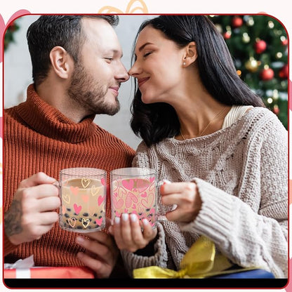 Tioncy 4 Pcs Valentines Heart Coffee Mugs 12 oz Heart Glass Cups - Image 6
