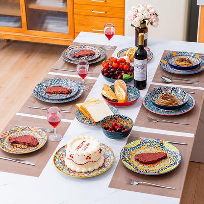 Plates and Bowls Set, Service for 4, 16 Pieces Ceramic Dinnerware Set, - Image 9